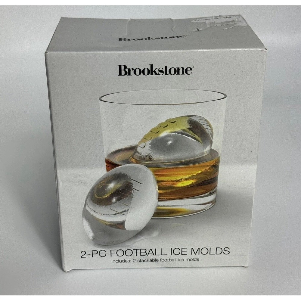 Brookstone 2 Piece Football Ice Molds 2 Stackable Football Ice‎ Molds New